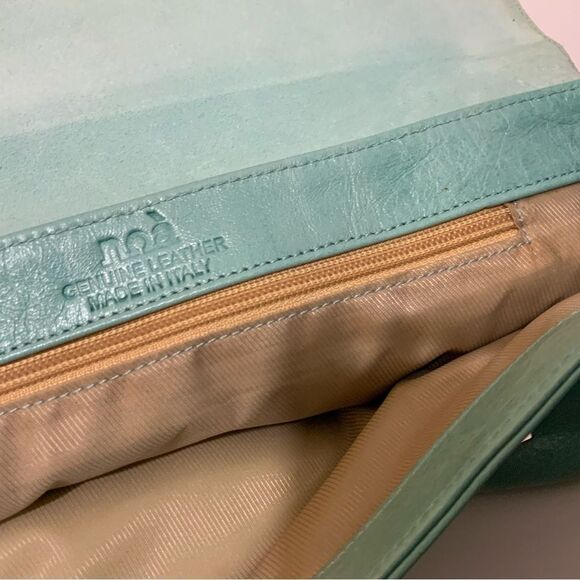 Python Snakeskin Tourquoise Rhinestone Leather purse shoulder clutch wristlet - Picture 9 of 11